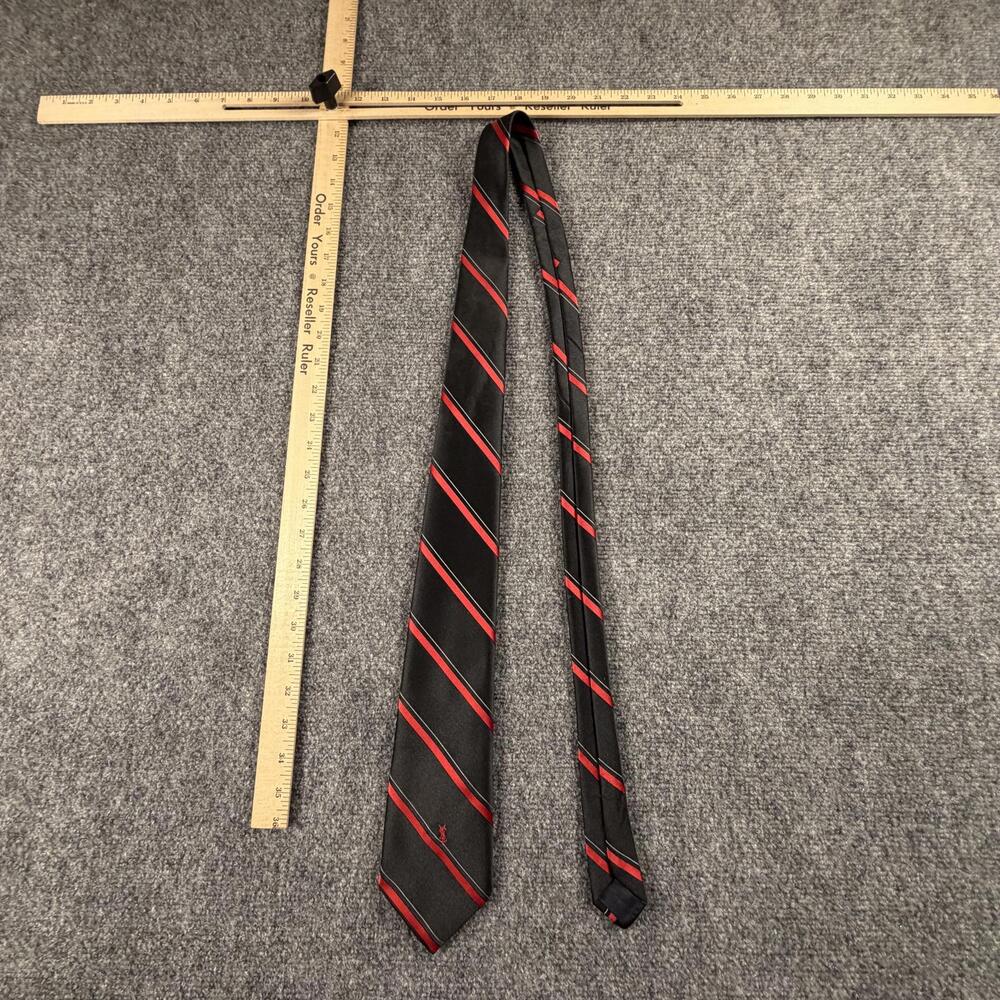 Yves Saint Laurent Black and Red Striped Silk Necktie #1292‎